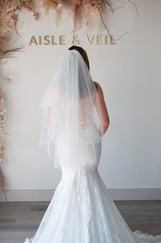 Two Tiered Crystal Edge Veil